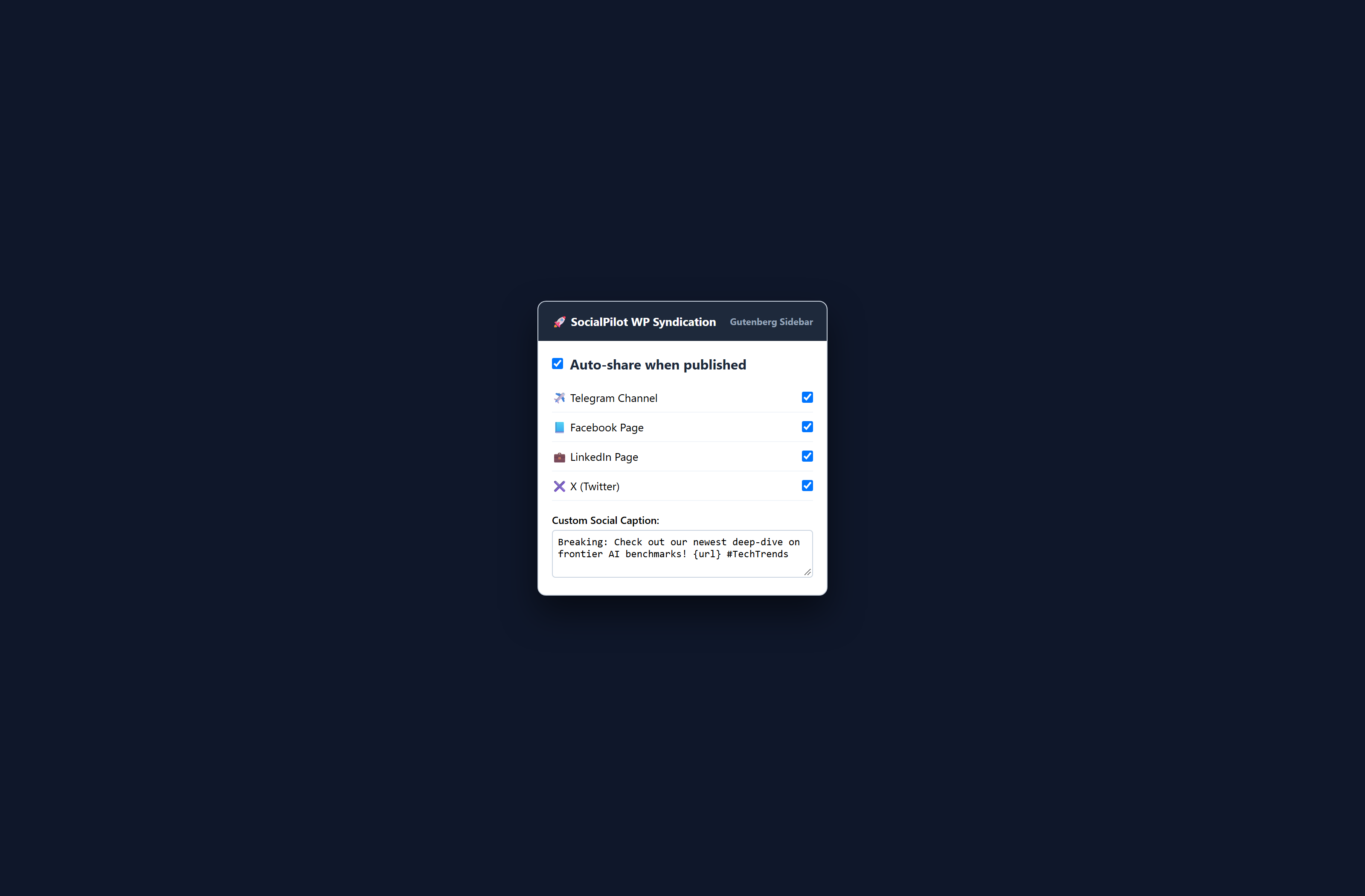 SocialPilot WP WordPress Admin Dashboard